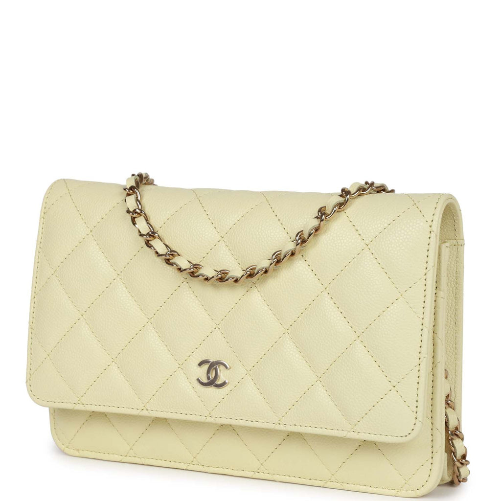 CHANEL Caviar Quilted Crystal CC Wallet On Chain WOC Light Blue 1312503