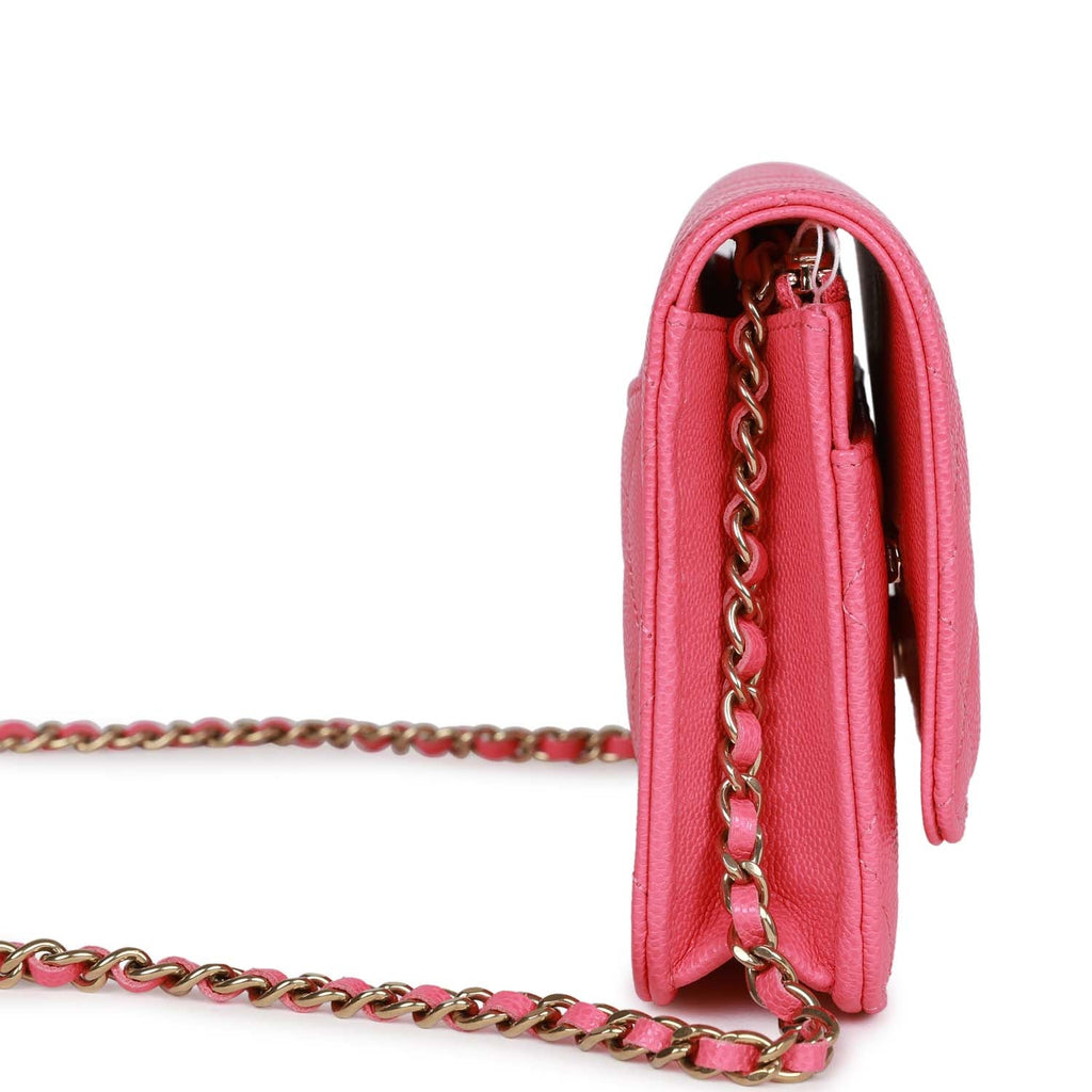light pink chanel wallet on chain