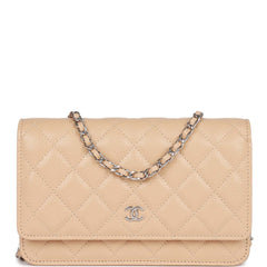 Chanel Wallet on Chain WOC Beige Caviar Silver Hardware