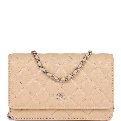 Chanel Wallet on Chain WOC Beige Caviar Silver Hardware