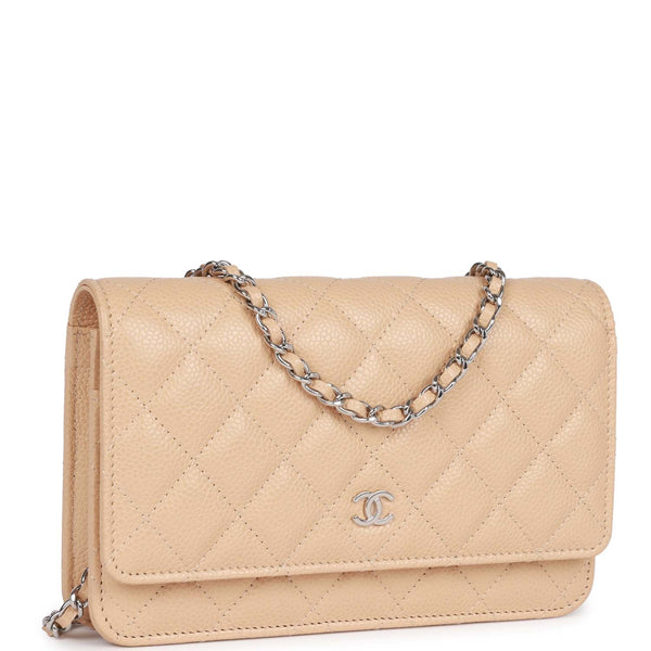 CHANEL Caviar Quilted Wallet On Chain WOC Beige 1237347