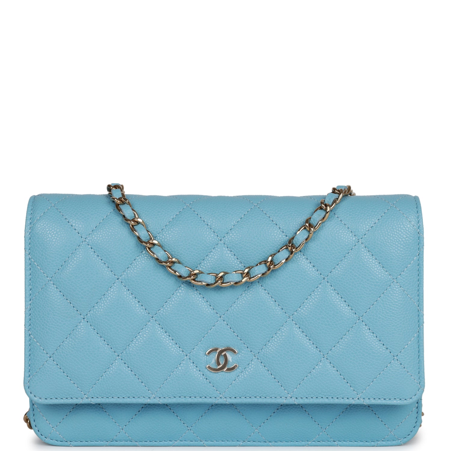 Chanel Wallet on Chain WOC Blue Caviar Light Gold Hardware Madison