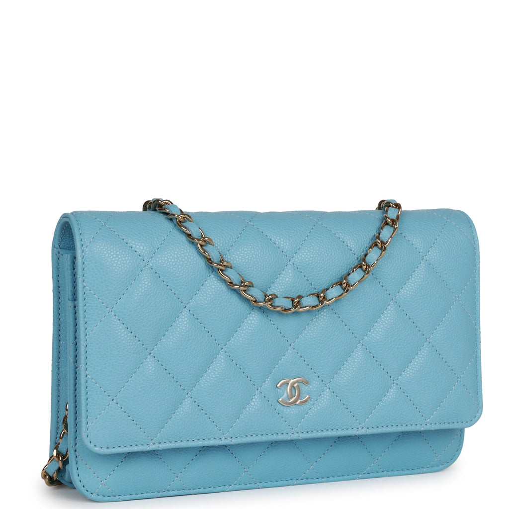 CHANEL Caviar Quilted Wallet On Chain WOC Light Green 1229771