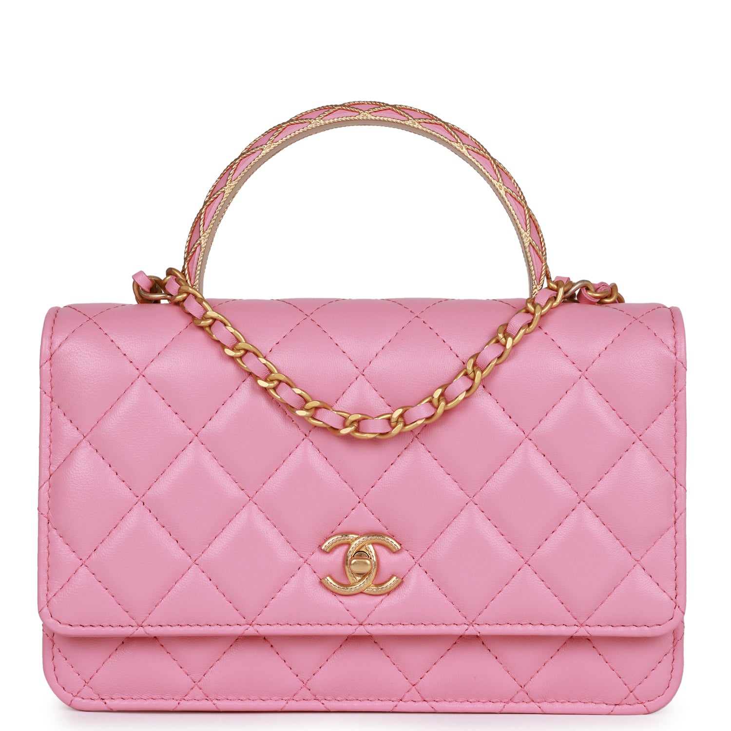 Chanel Wallet on Chain WOC Top Handle Pink Lambskin Gold Hardware ...
