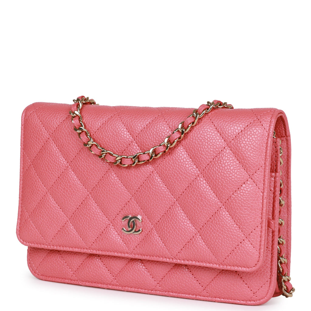 Pre-owned Chanel Wallet on Chain WOC Pink Caviar Light Gold Hardware