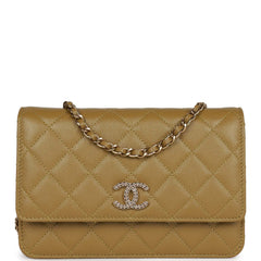 Chanel Wallet on Chain WOC Olive Green Caviar Light Gold Hardware