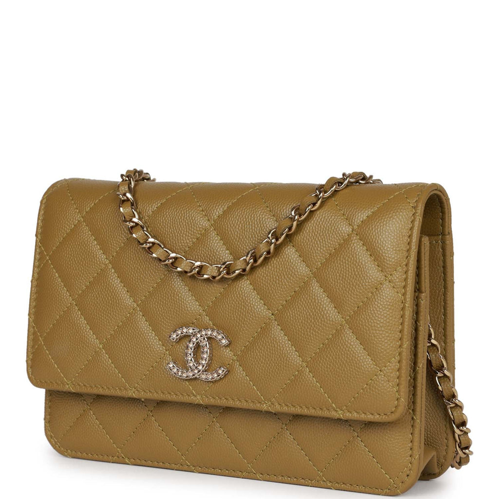 CHANEL, Bags, Chanel Gold Caviar Wallet On Chain Woc