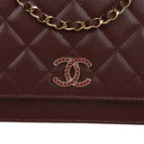 Chanel Wallet on Chain WOC Burgundy Caviar Light Gold Hardware