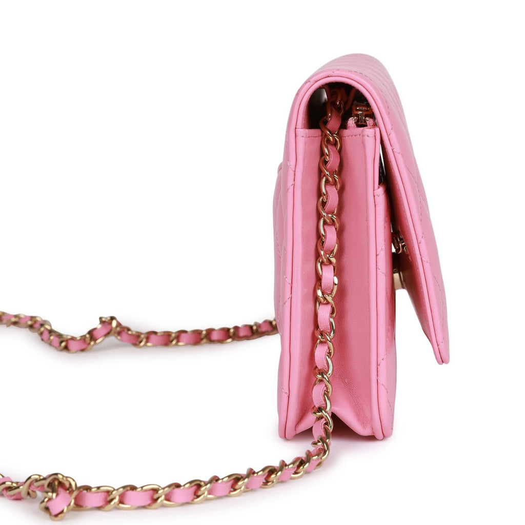 Chanel Matelasse Chain Wallet A33814 Women's Lambskin Chain/Shoulder Wallet  Pink