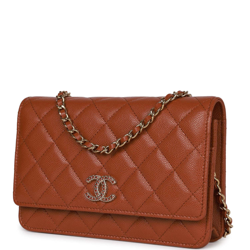 CHANEL Two Tone Wallet On Chain WOC Shoulder Bag Pink Burgundy Lambskin  Leather