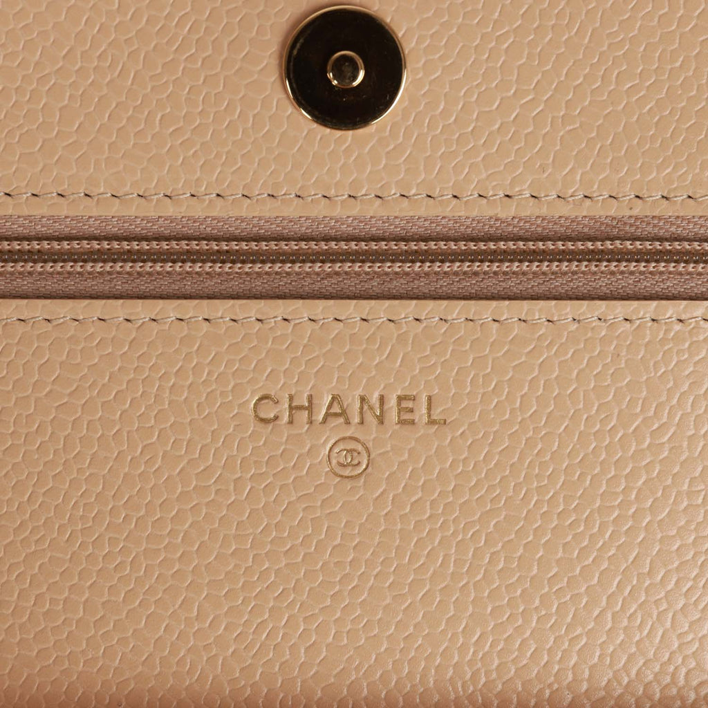 Chanel Wallet on Chain WOC Beige Caviar Gold Hardware