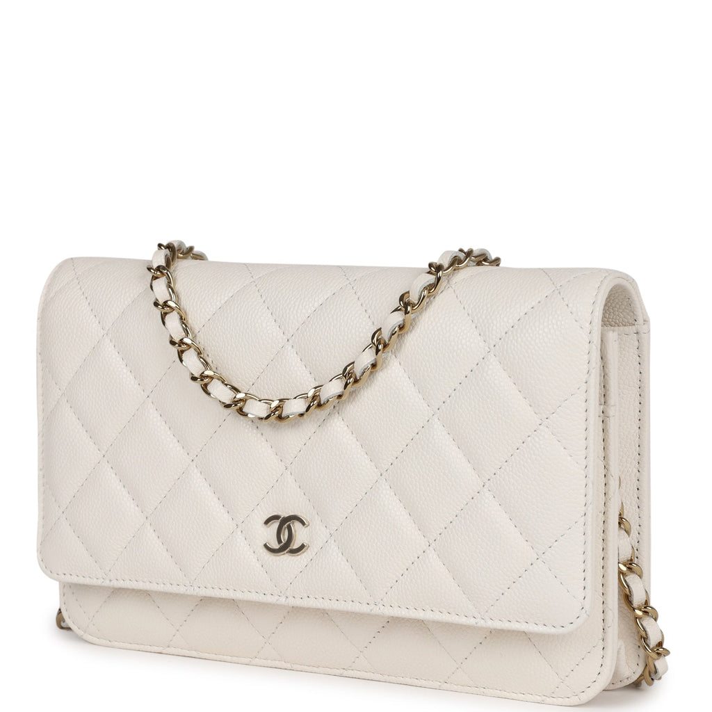 Chanel Vintage WOC Wallet on Chain - white/gold For Sale at