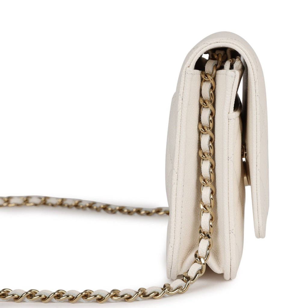 Chanel Vintage WOC Wallet on Chain - white/gold For Sale at 1stDibs