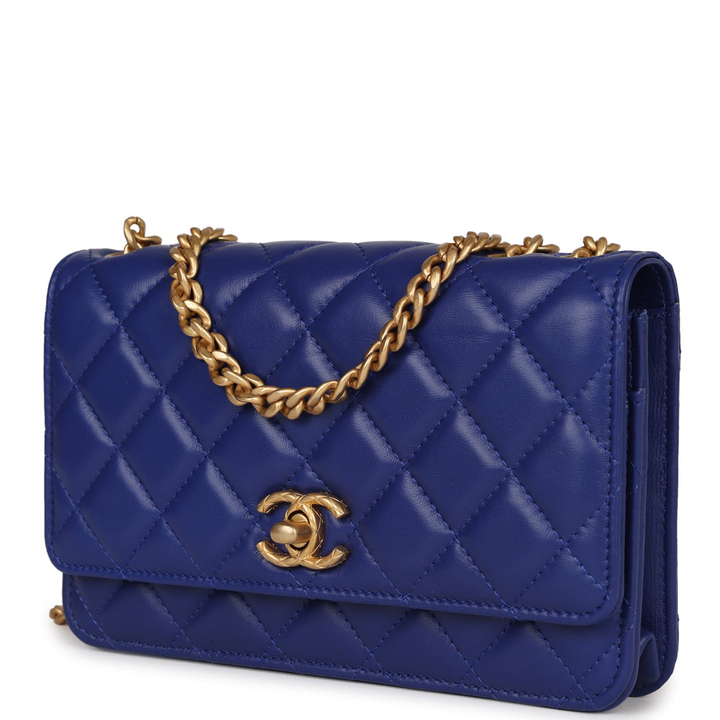 CHANEL Caviar Quilted Boy Wallet On Chain WOC Light Gold 173125