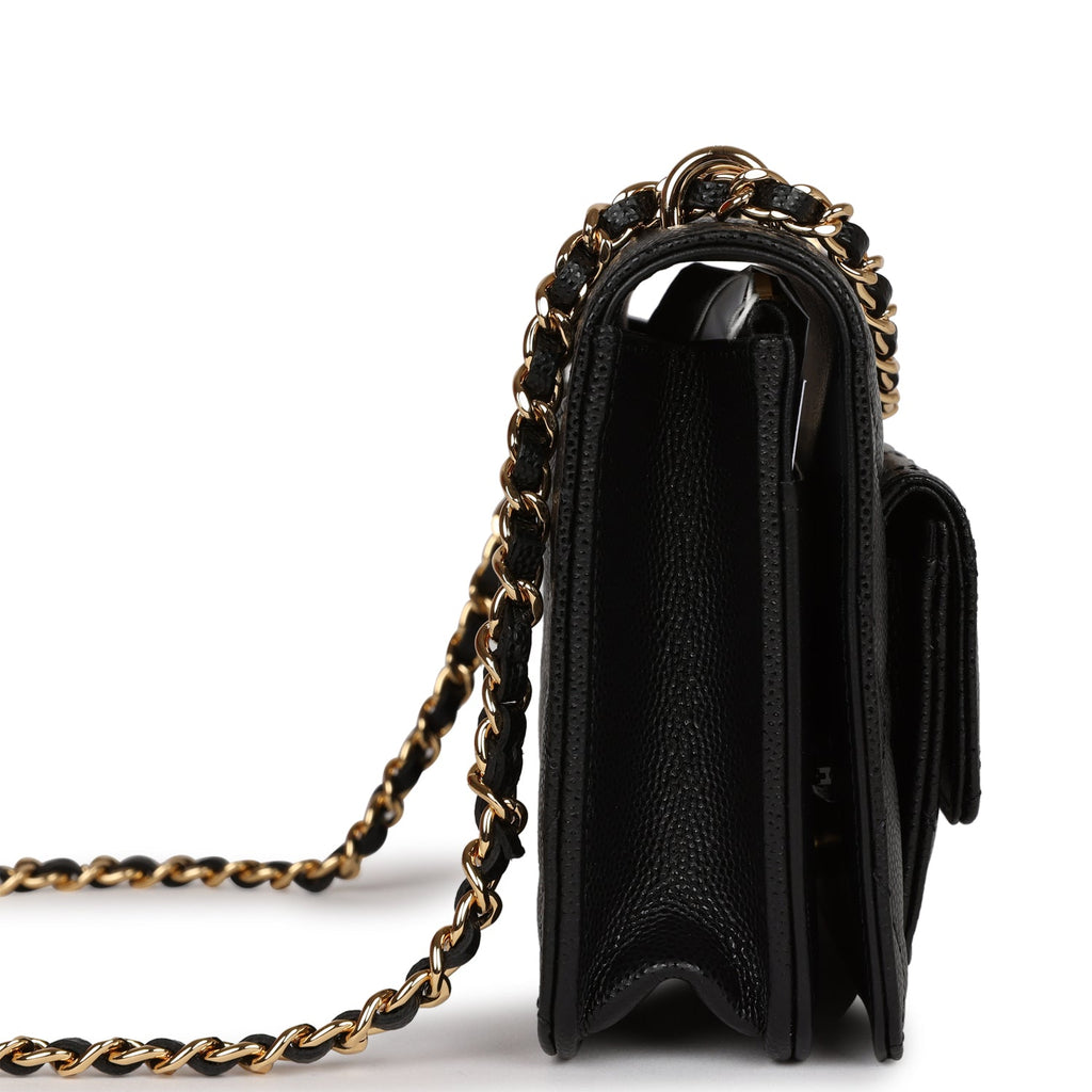 Chanel Boy Long Flap Wallet Blue Caviar Gold Hardware