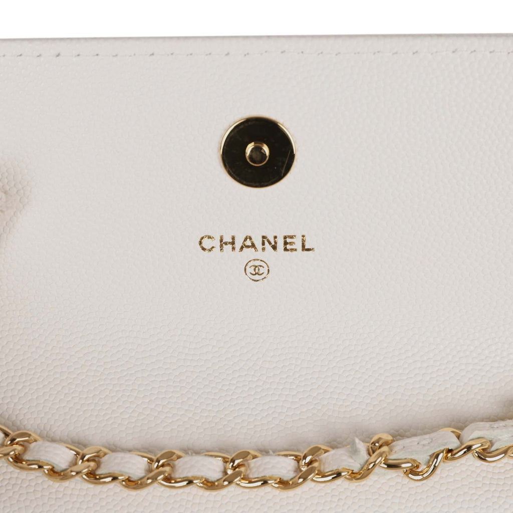 Chanel Monaco Wallet on Chain WOC White Caviar Gold Hardware