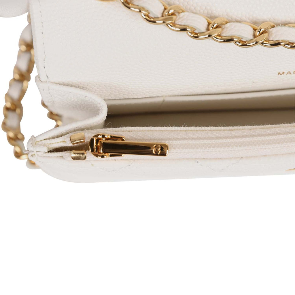 CHANEL Caviar Quilted Wallet on Chain WOC White 1255860