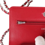 Chanel Wallet on Chain WOC Red Lambskin Silver Hardware