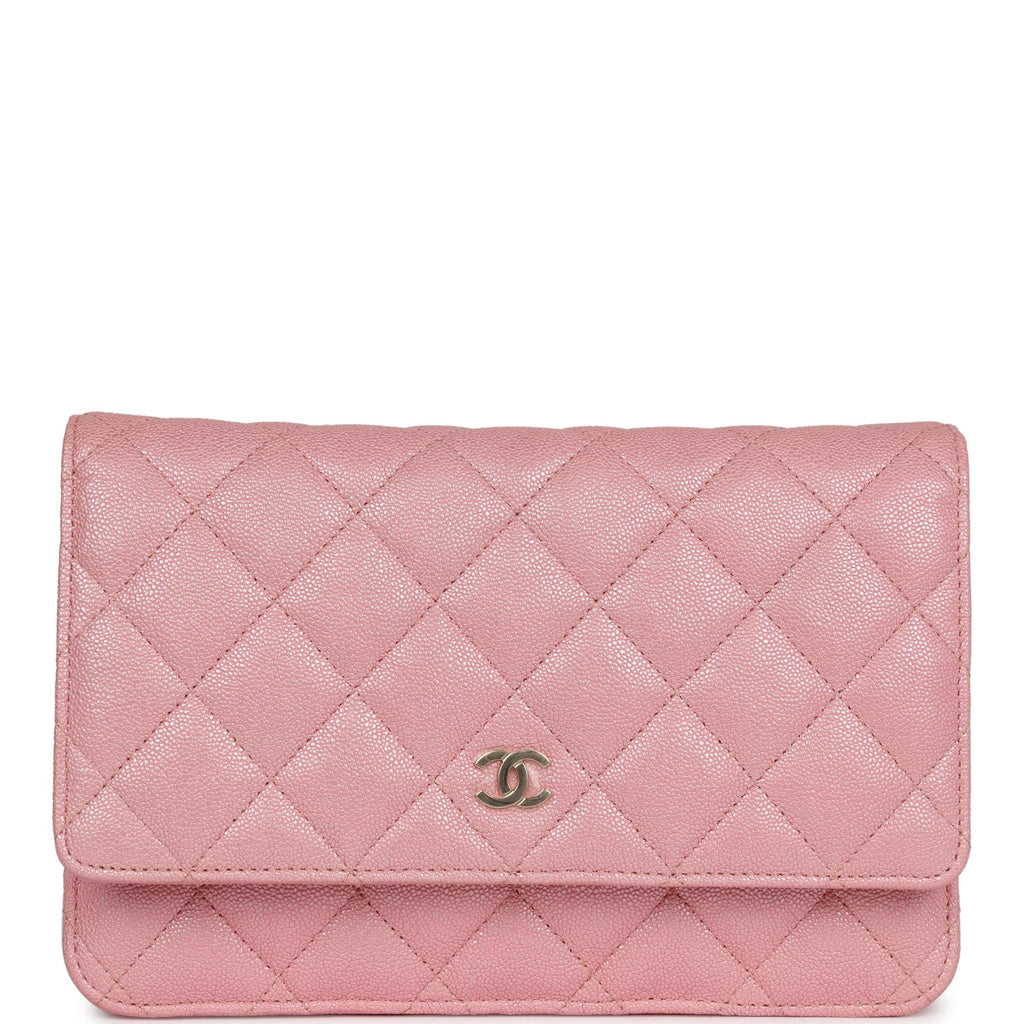 Pink Quilted Caviar Classic Wallet on Chain Gold Hardware, 2022
