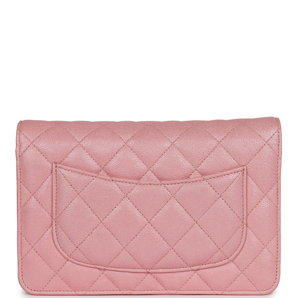 Pink Quilted Caviar Classic Wallet on Chain Gold Hardware, 2022