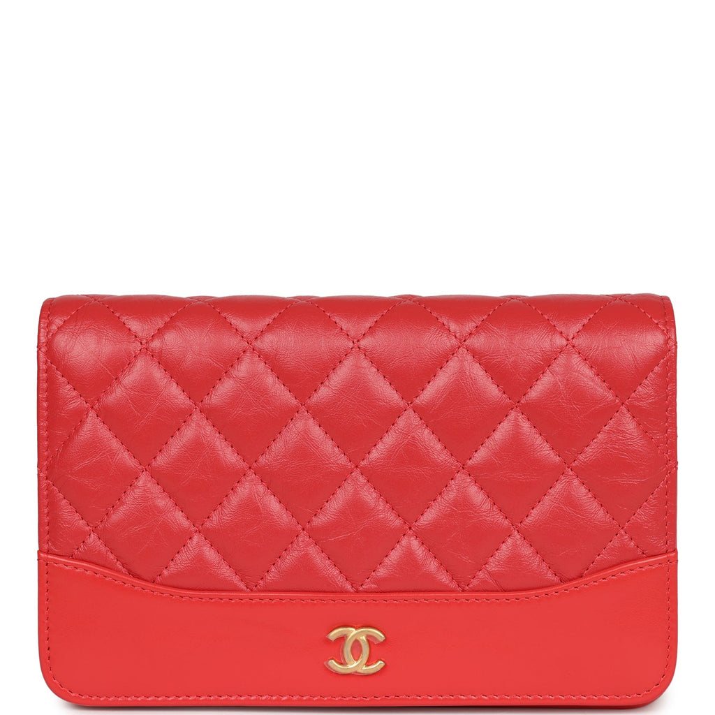Chanel Gabrielle Wallet On Chain WOC Red Aged Calfskin Mixed Hardware