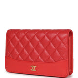Chanel Gabrielle Wallet On Chain WOC Red Aged Calfskin Mixed Hardware