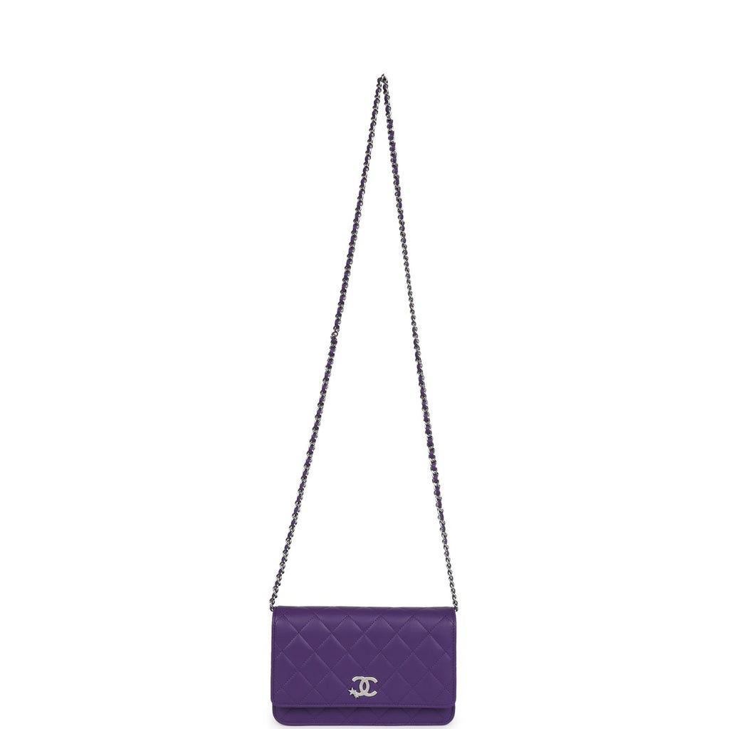 Chanel Wallet On Chain WOC Purple Lambskin Silver Hardware
