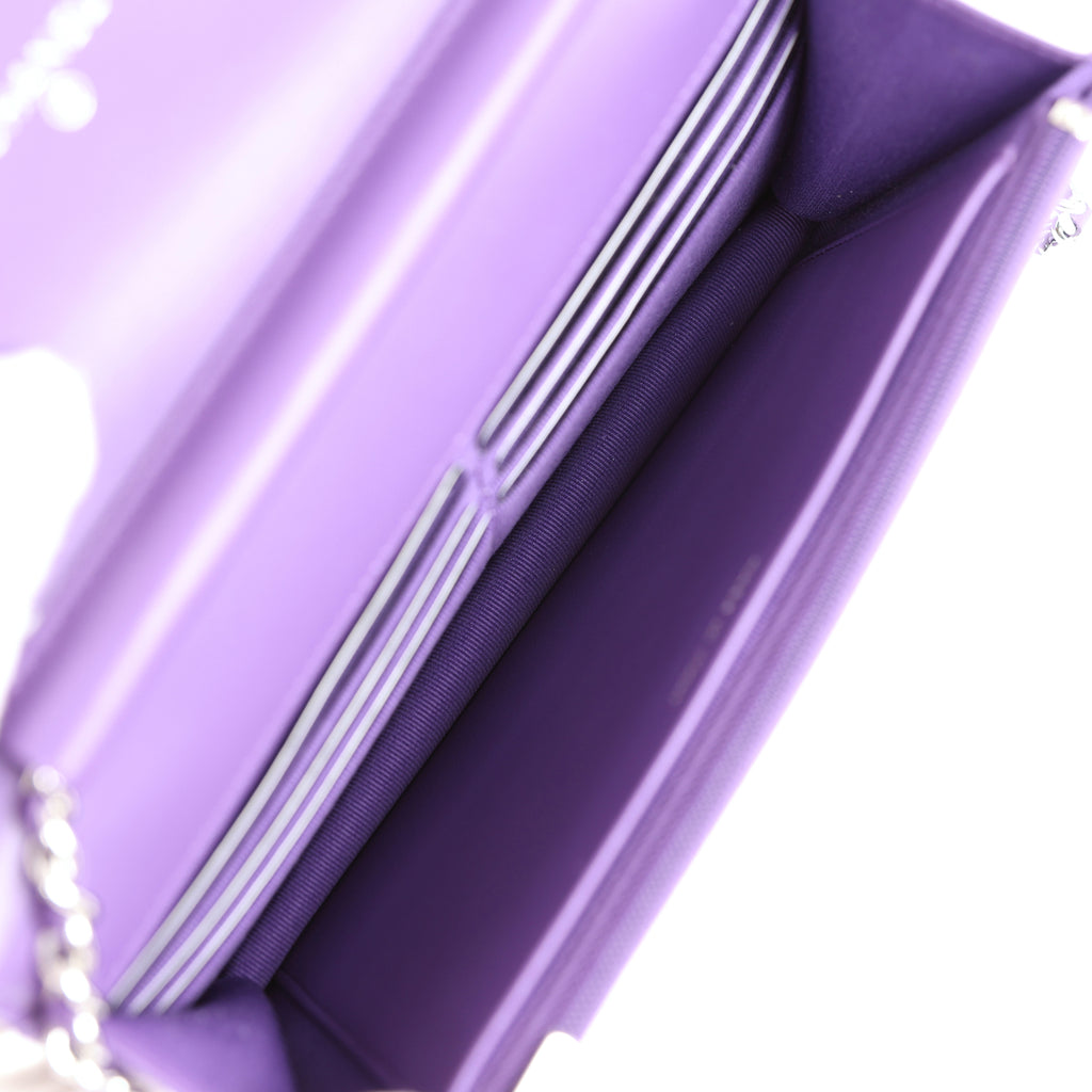 Chanel Wallet On Chain WOC Purple Lambskin Silver Hardware