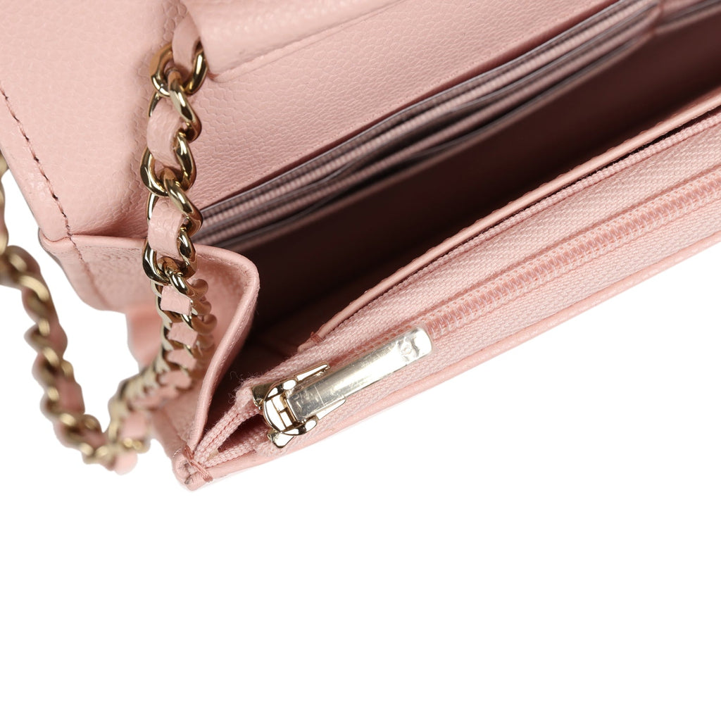 Chanel Wallet On Chain WOC Light Pink Caviar Light Gold Hardware