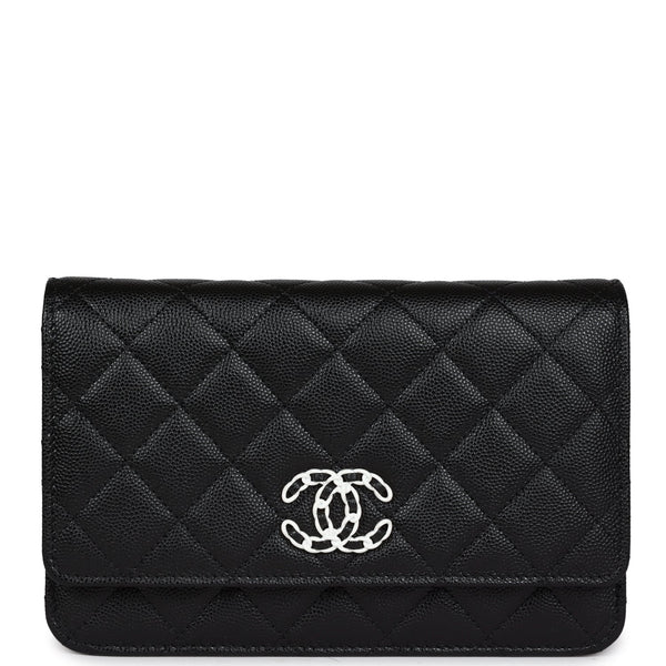 Chanel Wallet On Chain WOC Black Caviar White and Silver Hardware – Madison  Avenue Couture