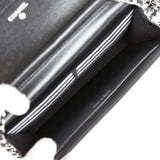 Chanel Wallet On Chain WOC Black Caviar White and Silver Hardware