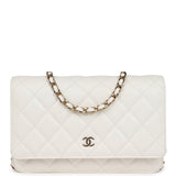 Chanel Wallet On Chain WOC White Caviar Light Gold Hardware