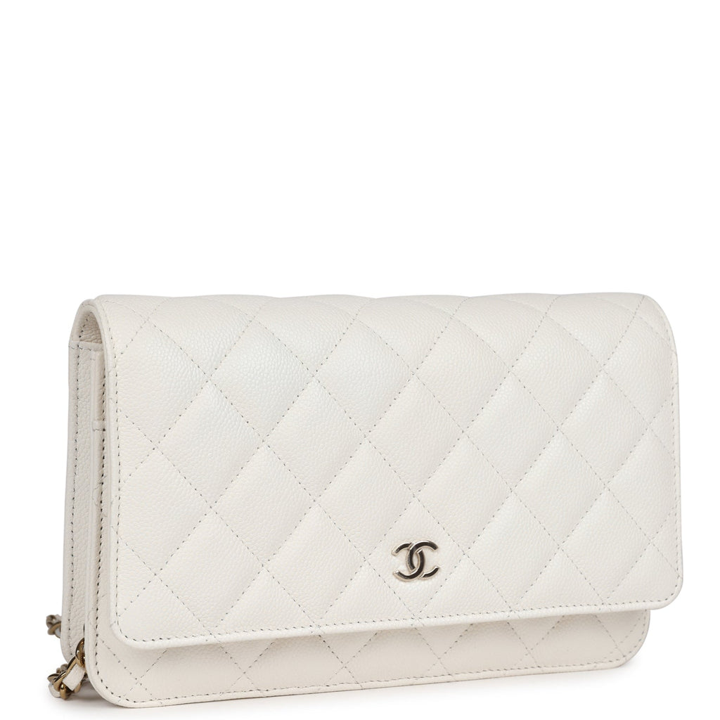 Lambskin Quilted CC Pearl Crush Wallet on Chain WOC Pink – STYLISHTOP