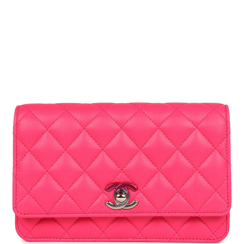 Chanel Wallet on Chain WOC Hot Pink Lambskin Ombre Mixed Metal Hardware