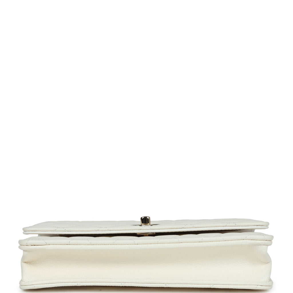 Chanel Classic Wallet on Chain WOC Bow White Caviar Gold Hardware