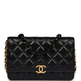 Chanel Wallet On Chain WOC Black Lambskin Brushed Gold Hardware
