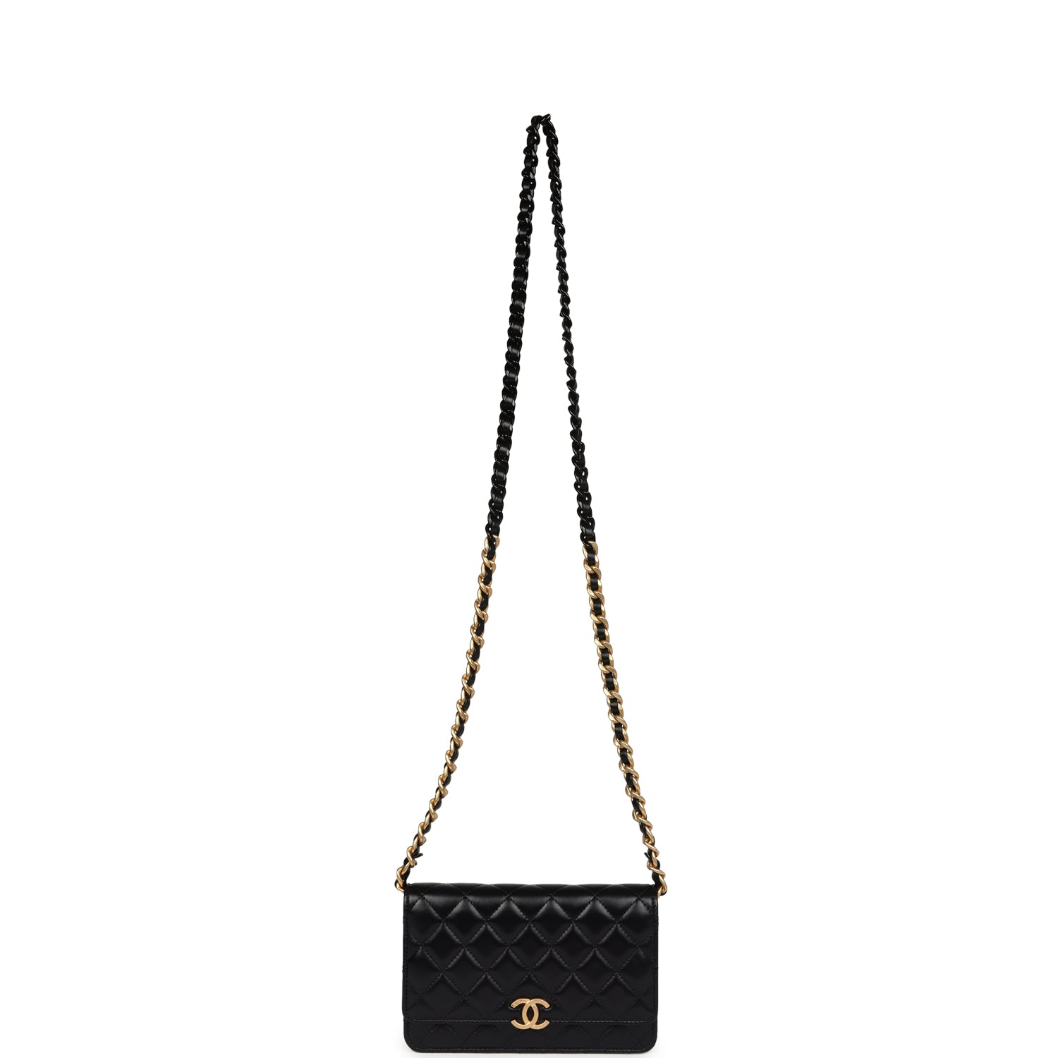 Chanel Wallet On Chain WOC Black Lambskin Brushed Gold Hardware Madison Avenue Couture