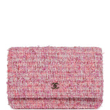 Chanel Wallet On Chain WOC Pink Multicolored Tweed Gold Hardware