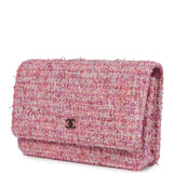 Chanel Wallet On Chain WOC Pink Multicolored Tweed Gold Hardware