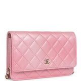 Chanel Wallet On Chain WOC Pearly Pink Iridescent Calfskin Gold Hardware