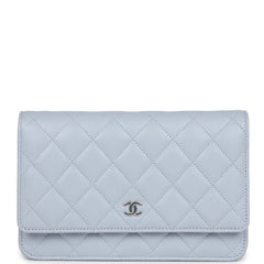 Chanel Wallet On Chain WOC Light Grey Shiny Caviar Silver Hardware