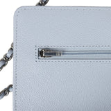 Chanel Wallet On Chain WOC Light Grey Shiny Caviar Silver Hardware