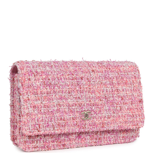 Chanel Classic Wallet On Chain WOC Pink Multicolored Tweed Gold Hardware