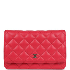 Chanel Wallet on Chain WOC Light Red Lambskin Light Gold Hardware