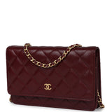 Chanel Classic Wallet On Chain WOC Burgundy Caviar Gold Hardware