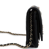 Chanel Pearl Studded Wallet On Chain (WOC) Black Lambskin Light Gold Hardware