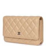 Chanel Wallet On Chain WOC Beige Caviar Silver Hardware