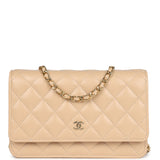 Chanel Wallet On Chain WOC Light Beige Caviar Gold Hardware