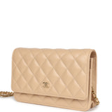 Chanel Wallet On Chain WOC Light Beige Caviar Gold Hardware