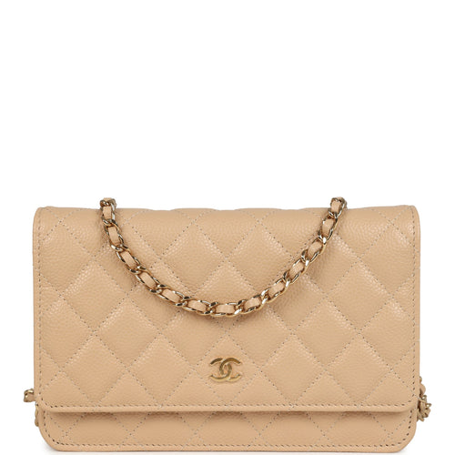 Chanel Wallet On Chain WOC Light Beige Caviar Gold Hardware